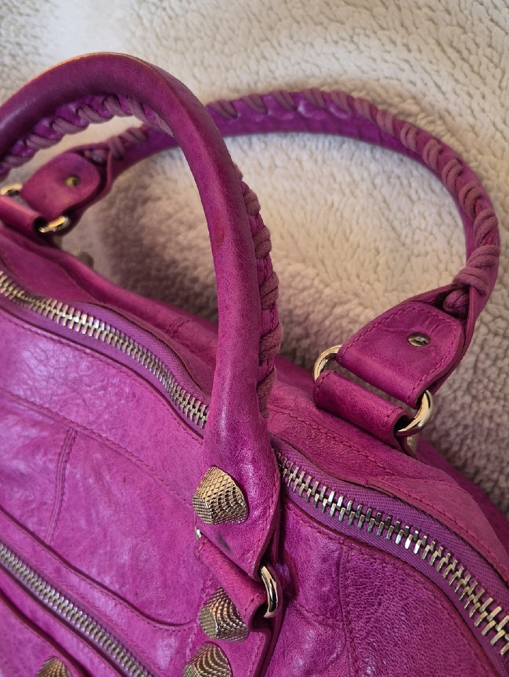 BALENCIAGA Le City Small Lambskin Top-Handle Bag- Rose Magenta - Picture 4 of 10